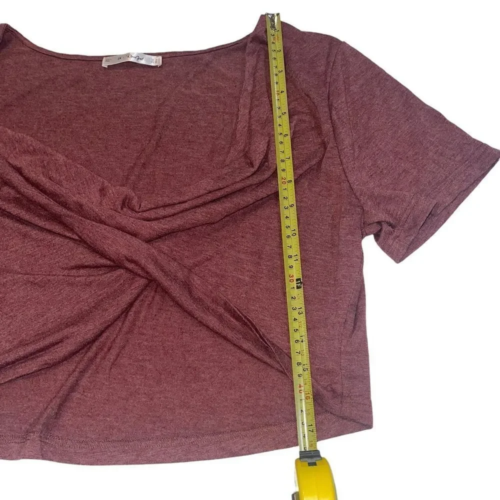 4/$25 - Rosegal Burgundy Twist Front Crop Top -‎ Size 2XL